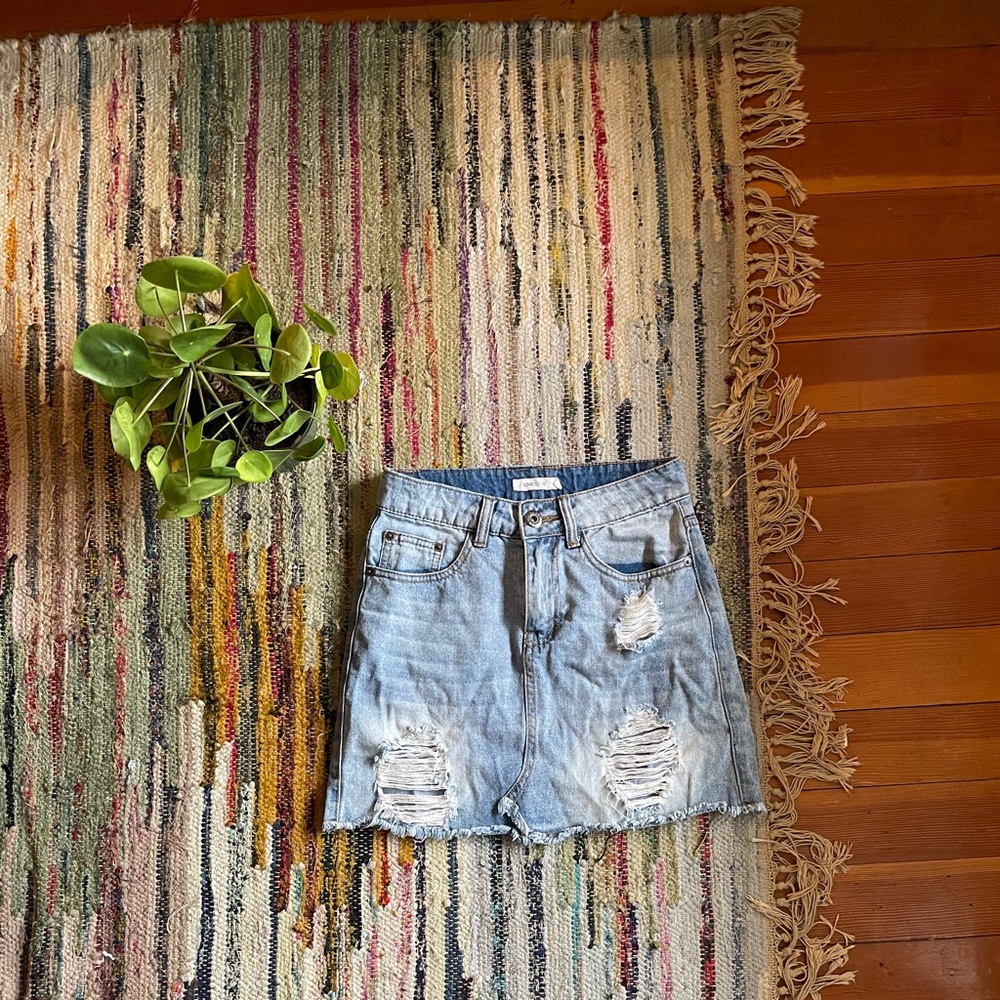 Love Culture cropped distressed denim skirt